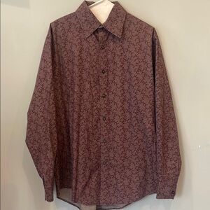 Men's Purple Patterned Shirt long sleeve button down medium alfani brand